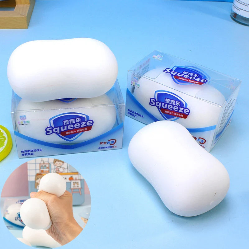 Squishy Soap Stress Relief Sensory Fidget Toys Squishy Soft Simulated Soap Squeeze Toy Anti-Stress Slow Rebound Squeeze Pinch