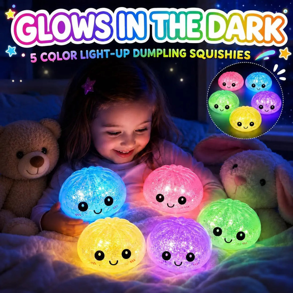 2026 Luminous Dumpling Squishy Glow In The Dark Fake Food Slow Rising Squeeze Anti Stress Portable Desk Gadget Novelty Prop