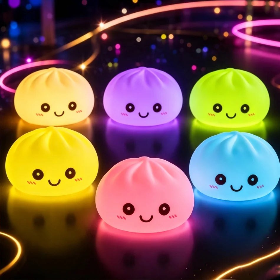 New Glowing Dumpling Bun Squishy Fidget Toy Dumpling Style Gift Bun Toy Stress Relief Gift Desktop Decoration