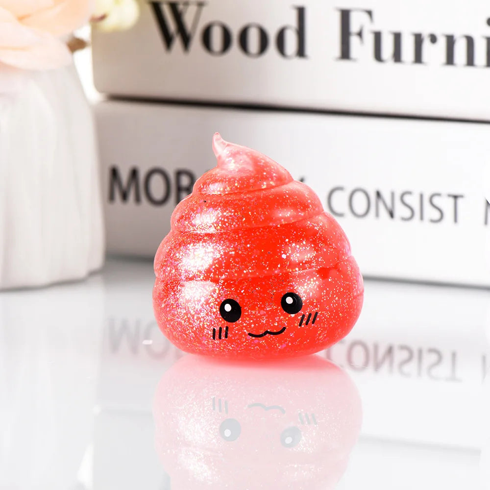 Novelty Squishy Poo Stress Ball Squishies Toys Glitter Funny Stretch Squeeze Fidget Toys for Kids Adults Fool's Day Prank Gift