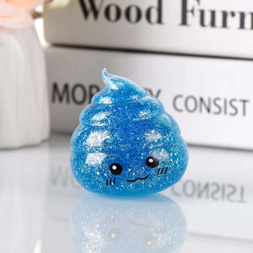 Novelty Squishy Poo Stress Ball Squishies Toys Glitter Funny Stretch Squeeze Fidget Toys for Kids Adults Fool's Day Prank Gift