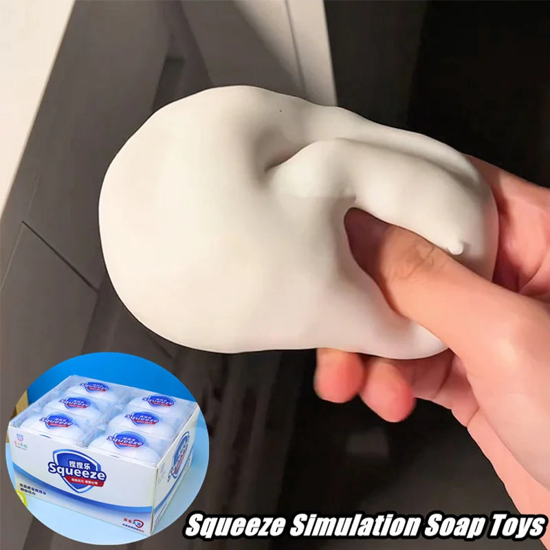 Squishy Soap Stress Relief Sensory Fidget Toys Squishy Soft Simulated Soap Squeeze Toy Anti-Stress Slow Rebound Squeeze Pinch