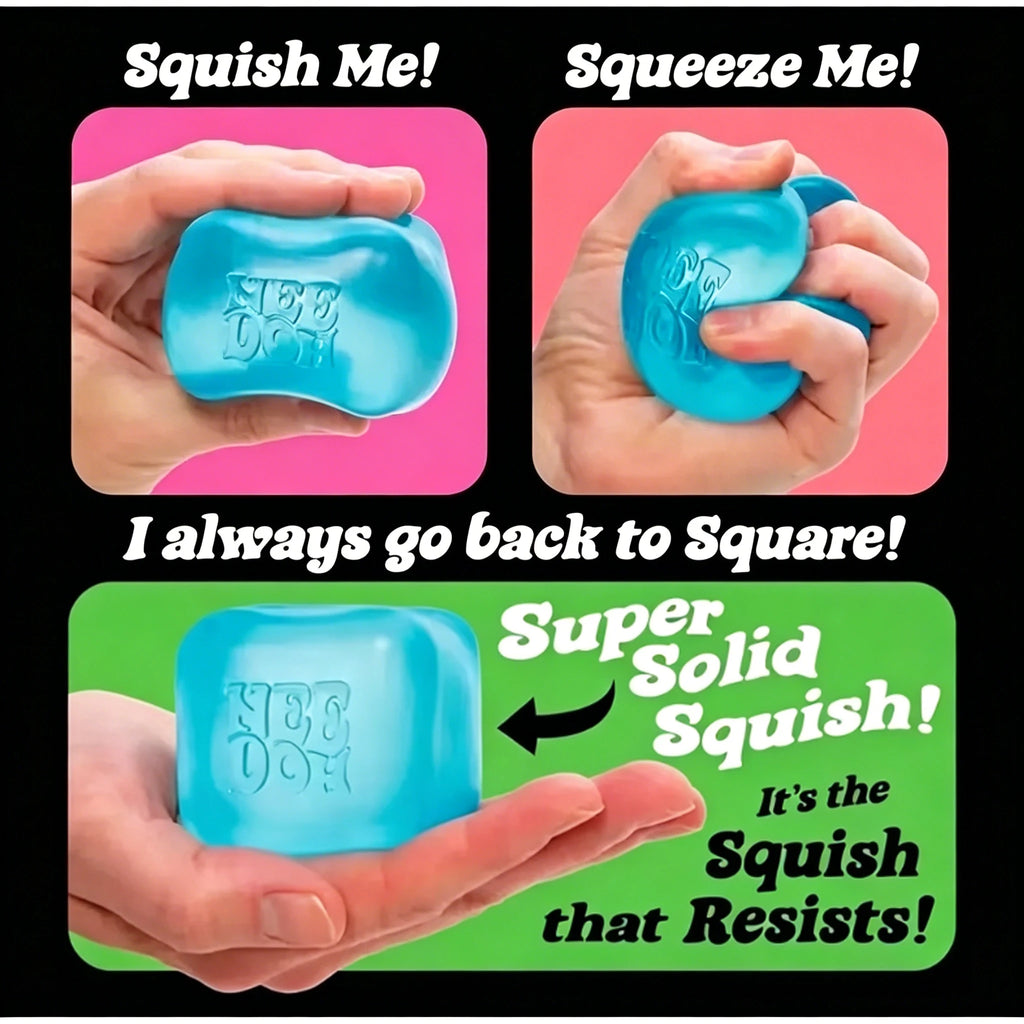 Schylling NeeDoh Nice Cube Sensory Squeeze Toy with Super Solid Squish Stress Relief Anxiety Sensory Tool Stress Reliever Toys