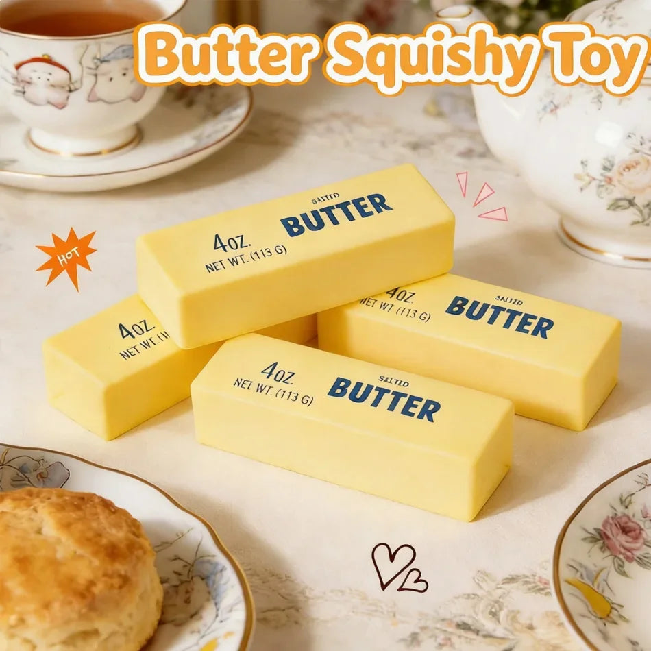 Squishy Toys Collection, Slow Rising Soft Squeeze Fidget Sensory Toys, Simulation Food Series Including Dumpling Squishy, Butter