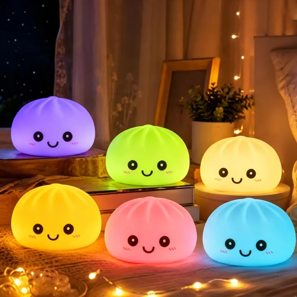 New Glowing Dumpling Bun Squishy Fidget Toy Dumpling Style Gift Bun Toy Stress Relief Gift Desktop Decoration