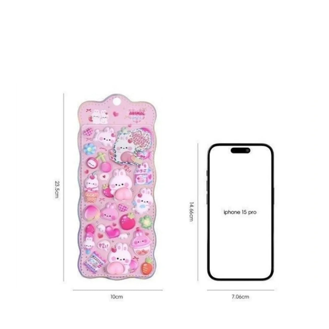 Squishy Butt 3D Stickers Cute Cartoon Bear Rabbit Pinch Decompression Toy For Scrapbooking Journal Phone Case DIY Decor