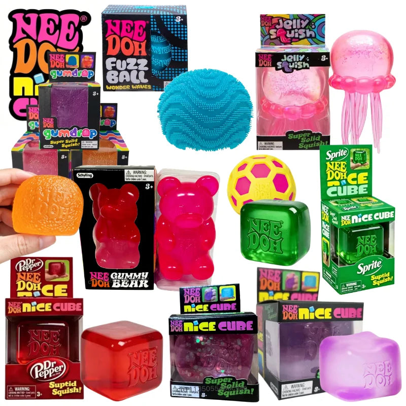 Schylling NeeDoh Nice Cube Sensory Squeeze Toy with Super Solid Squish Stress Relief Anxiety Sensory Tool Stress Reliever Toys