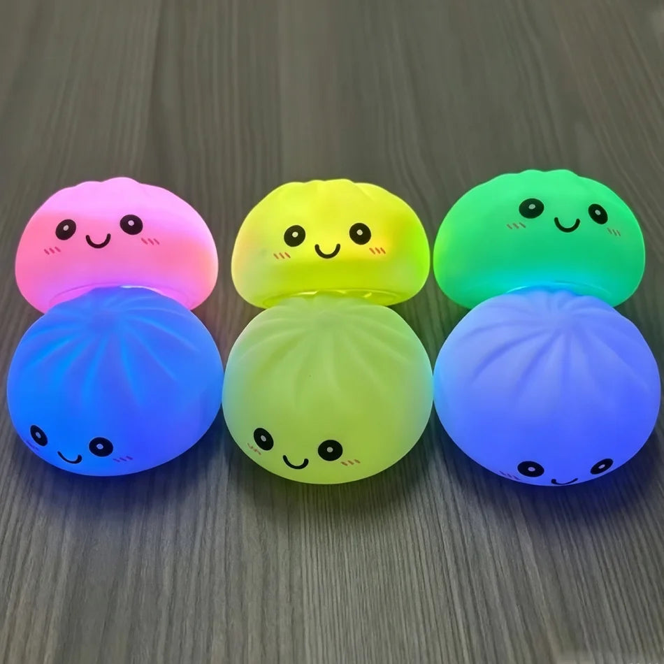 New Glowing Dumpling Bun Squishy Fidget Toy Dumpling Style Gift Bun Toy Stress Relief Gift Desktop Decoration