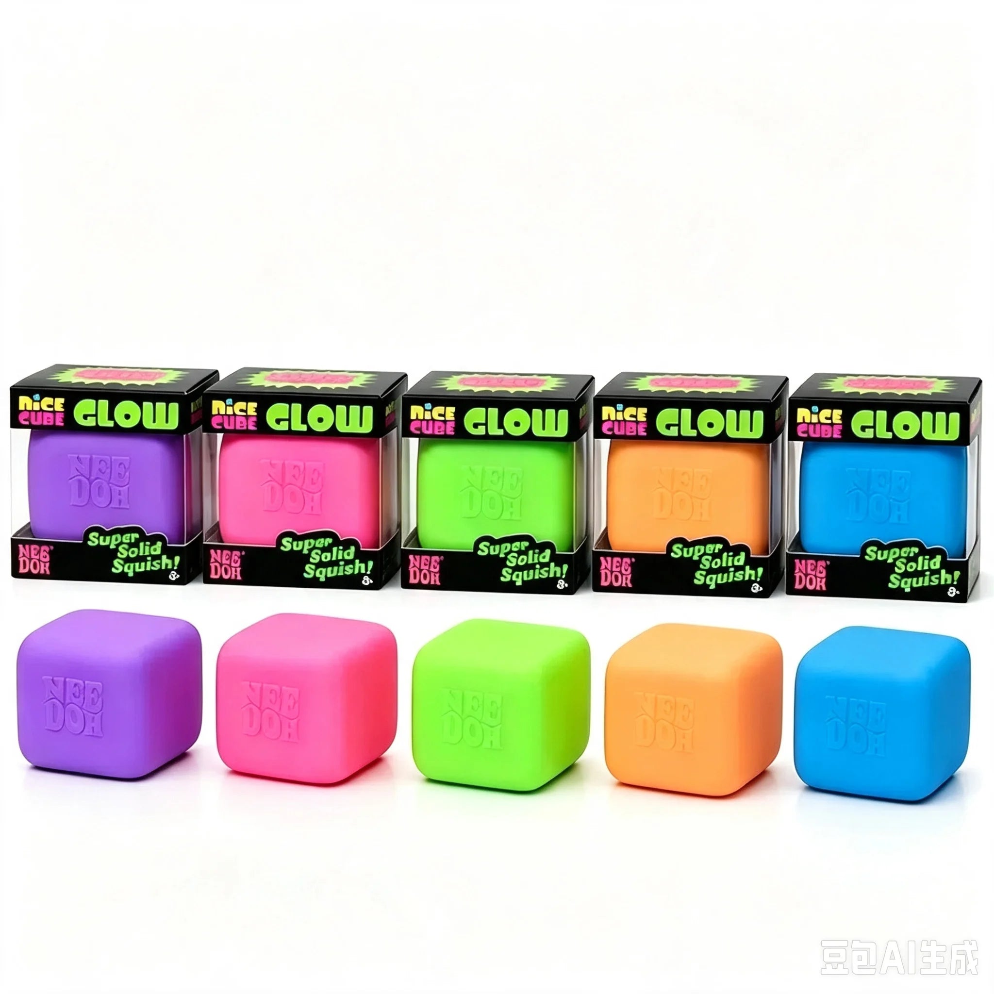 NEW Schylling Needoh Nice Cube Squishy Stress Toy Glow In The Dark Slow Rebound Sensory Glitter Pressure Relief For AdultsGifts