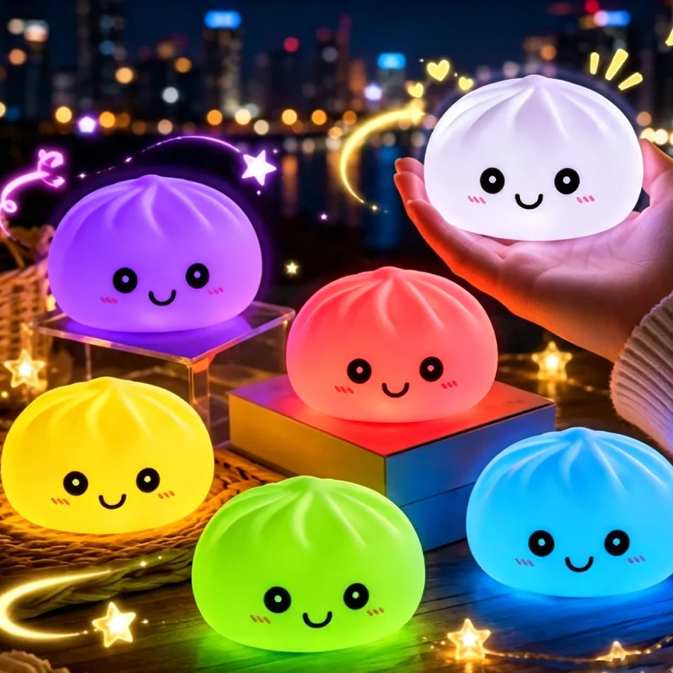 New Glowing Dumpling Bun Squishy Fidget Toy Dumpling Style Gift Bun Toy Stress Relief Gift Desktop Decoration