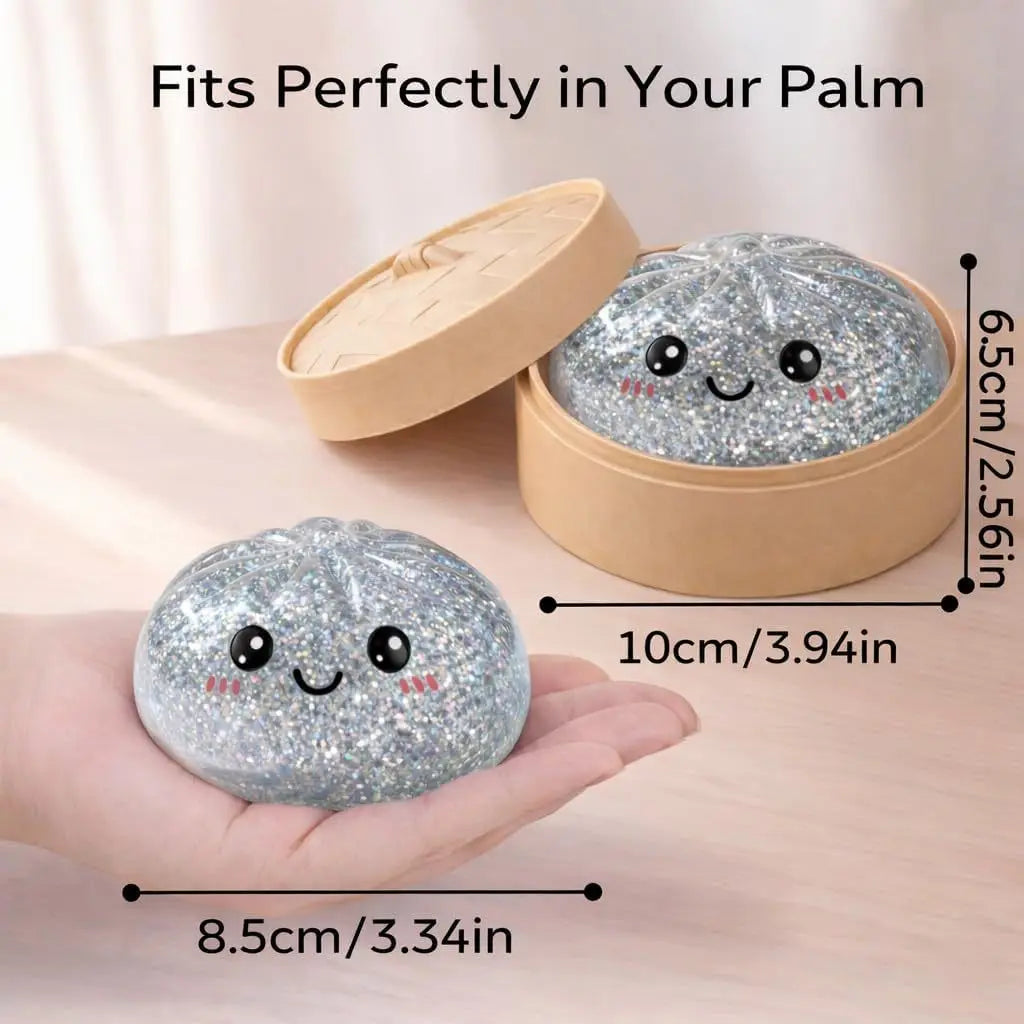 2026 Glitter Dumpling Squishy with Box Dumplings Sensory Squeeze Toy Decompression Slow Rising Anti Stress Reliever Sensory Gift