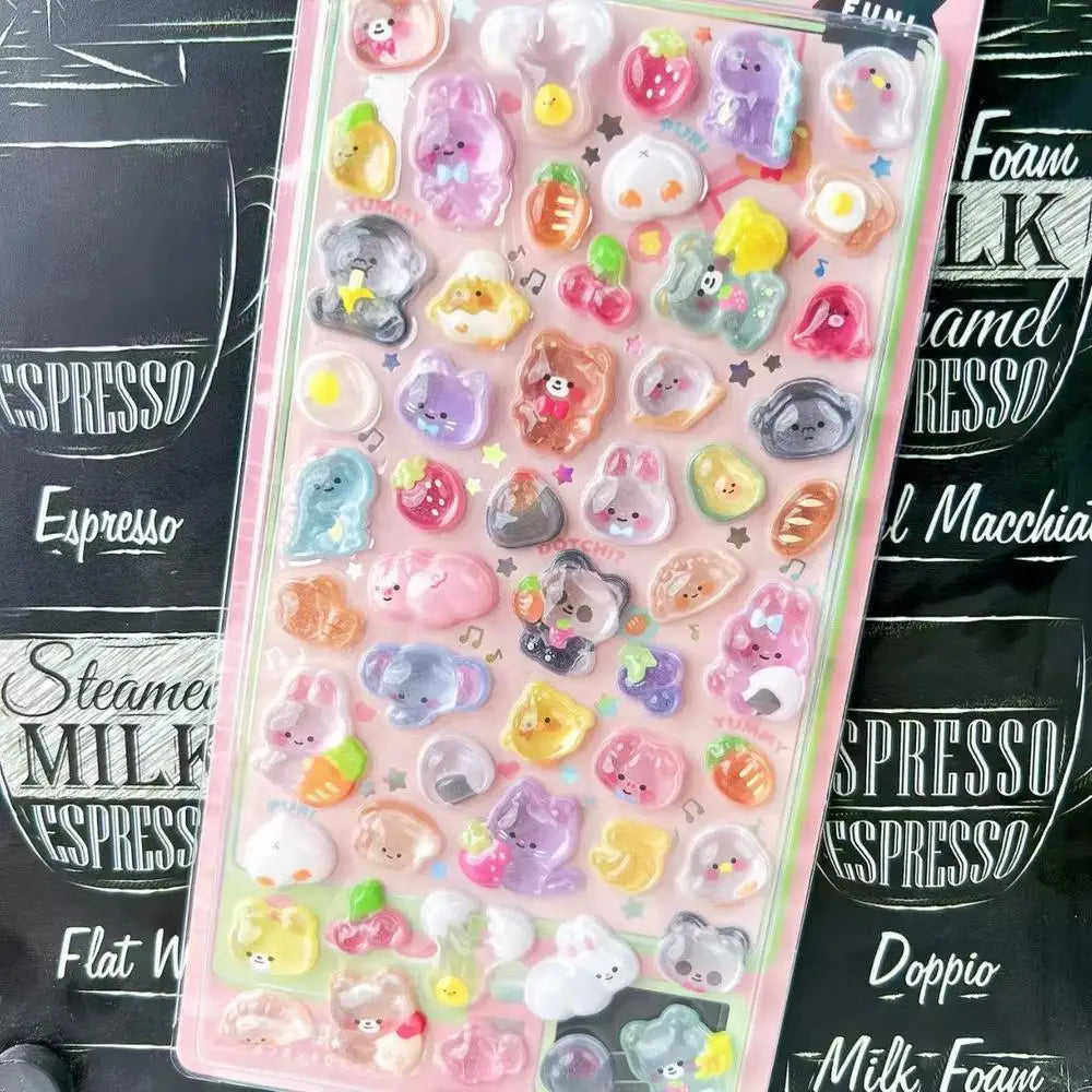 Squishy Butt 3D Stickers Cute Cartoon Bear Rabbit Pinch Decompression Toy For Scrapbooking Journal Phone Case DIY Decor