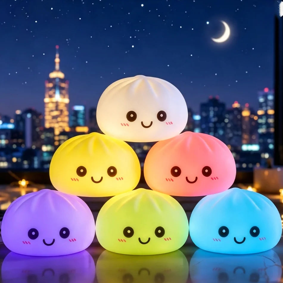 New Glowing Dumpling Bun Squishy Fidget Toy Dumpling Style Gift Bun Toy Stress Relief Gift Desktop Decoration