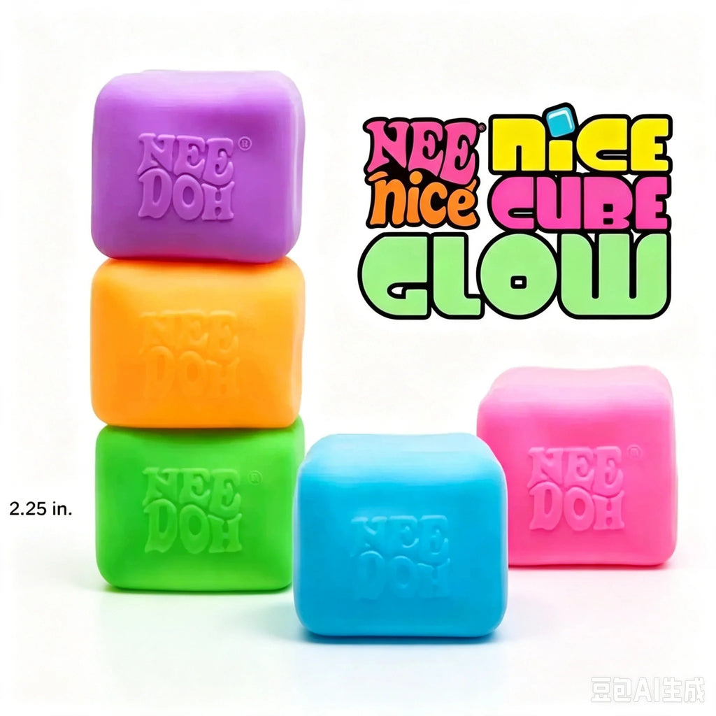 NEW Schylling Needoh Nice Cube Squishy Stress Toy Glow In The Dark Slow Rebound Sensory Glitter Pressure Relief For AdultsGifts