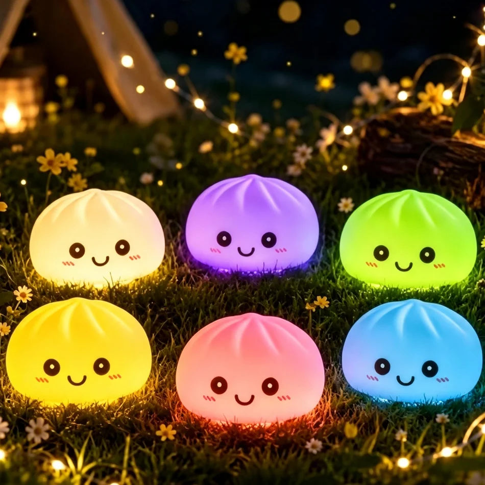 New Glowing Dumpling Bun Squishy Fidget Toy Dumpling Style Gift Bun Toy Stress Relief Gift Desktop Decoration